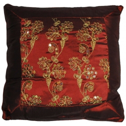 Μαξιλάρι υφασμάτινο μπορντώ-χρυσό 45x45εκ Inart 3-40-290-0092