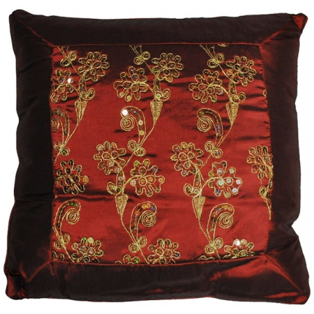Μαξιλάρι υφασμάτινο μπορντώ-χρυσό 45x45εκ Inart 3-40-290-0092