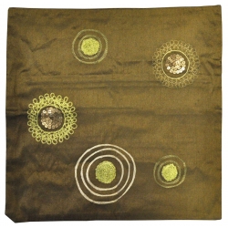 Μαξιλαροθήκη υφασμάτινη Κύκλοι λαδί 40x40εκ Pol 56521