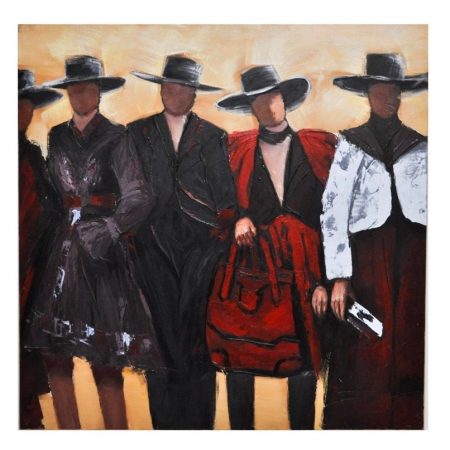 Πίνακας σε καμβά   Άνθρωποι   κόκκινο/μπεζ/μαύρο 100x100εκ 7599