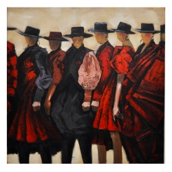 Πίνακας σε καμβά   Άνθρωποι   κόκκινο/μπεζ/μαύρο 100x100εκ 7599
