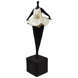 Φιγούρα διακοσμητική πολυρεσίνης Μπαλαρίνα μαύρο-λευκό 18x16x51εκ Pol 591136