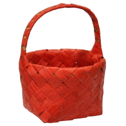 Καλάθι ψάθινο κόκκινο 21x21x28εκ Ra-Ba ΠΑ11757Ο