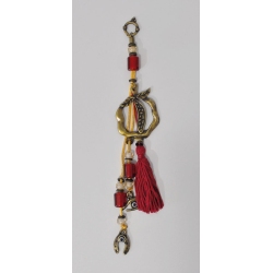 Γούρι κρεμαστό μεταλλικό Ρόδι χρυσό-κόκκινο 4.5x23εκ Φυσαλίς ΓΧ/21