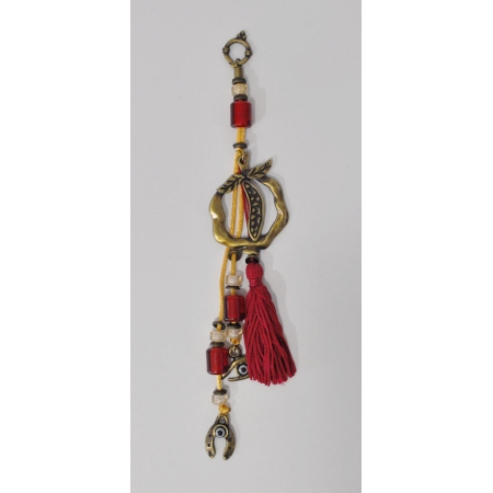 Γούρι κρεμαστό μεταλλικό Ρόδι χρυσό-κόκκινο 4.5x23εκ Φυσαλίς ΓΧ/21