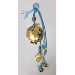 Γούρι κρεμαστό μεταλλικό Ρόδι χρυσό-γαλάζιο 6.5x25εκ Marten 102-0498