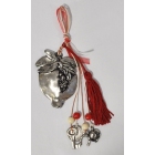 Γούρι κρεμαστό μεταλλικό Ρόδι ασημί-κόκκινο 6x19εκ Marten 103-0499