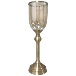 Κηροπήγιο μεταλλικό με γυάλινο ποτήρι μπρονζέ 55εκ Marhome 15-00-17795