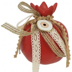 Ρόδι κεραμικό Μάτι κόκκινο 11x13εκ Marhome 14413-1