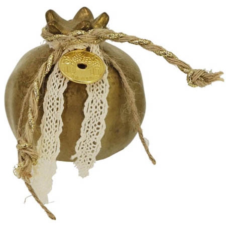 Ρόδι κεραμικό Φλουρί αντικέ χρυσό 6.5x6.5εκ Marhome 14439-1