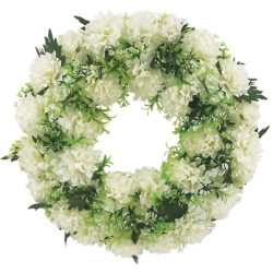 Στεφάνι λουλουδιών διακοσμητικό Χρυσάνθεμο εκρού 45x12εκ Marhome 24335-2