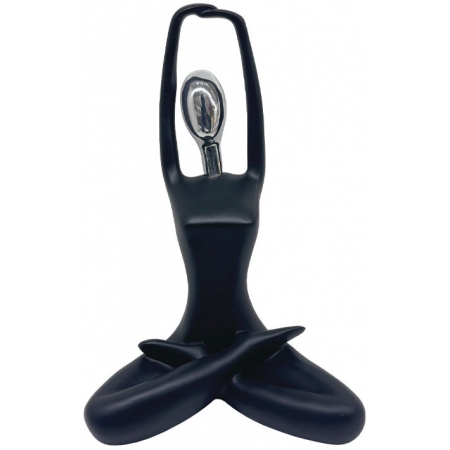 Φιγούρα διακοσμητική πολυρεσίνης Γιόγκα μαύρο-ασημί 14x11x23εκ Marhome 15-50018