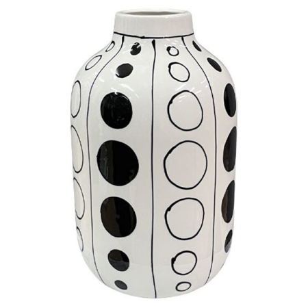 Βάζο κεραμικό Κύκλοι λευκό-μαύρο 14.5x25εκ Marhome 15-26082