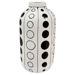 Βάζο κεραμικό Κύκλοι λευκό-μαύρο 15x30εκ Marhome 15-26081