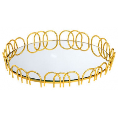 Δίσκος μεταλλικός με καθρέπτη χρυσός 37x6εκ X.M Casa 0233221