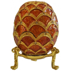 Αυγό διακοσμητικό Faberge με στρας και σμάλτο πορτοκαλί-χρυσό 8x12εκ Sinialo 5164007