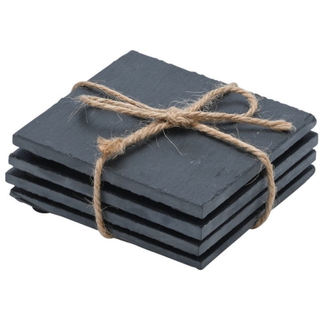 Σουβέρ σετ 4 τεμαχίων από σχιστόλιθο μαύρο 10εκ Estia 07-24093
