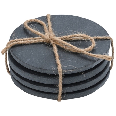 Σουβέρ σετ 4 τεμαχίων από σχιστόλιθο μαύρο 10εκ Estia 07-24109