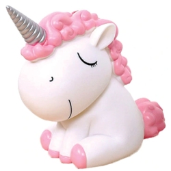 Κουμπαράς πλαστικός Μονόκερος λευκό-ροζ 11x16x18.5εκ Δωρόσημο 15242