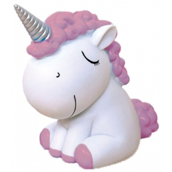 Κουμπαράς πλαστικός Μονόκερος λευκό-μωβ 11x16x18.5εκ Δωρόσημο 15242