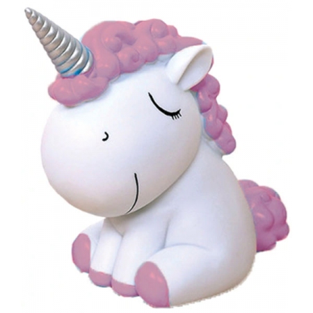 Κουμπαράς πλαστικός Μονόκερος λευκό-μωβ 11x16x18.5εκ Δωρόσημο 15242