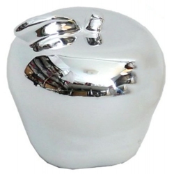 Μήλο διακοσμητικό κεραμικό ασημί 7x8εκ Δωρόσημο 15398