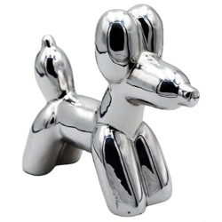 Σκυλάκι διακοσμητικό κεραμικό ασημί 11x4.5x10.5εκ Δωρόσημο 15392