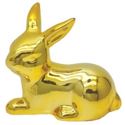 Λαγουδάκι διακοσμητικό κεραμικό χρυσό 10x6x9εκ Δωρόσημο 16207