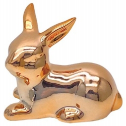 Λαγουδάκι διακοσμητικό κεραμικό ροζ χρυσό 10x6x9εκ Δωρόσημο 16207