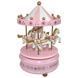 Καρουζέλ μουσικό διακοσμητικό πλαστικό-ξύλινο ροζ 10.5x17εκ Δωρόσημο 11616