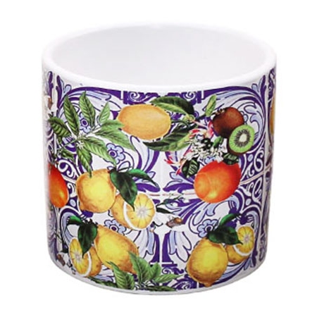 Κασπώ κεραμικό Λεμόνια λευκό-μπλε 13x12εκ Δωρόσημο 17470