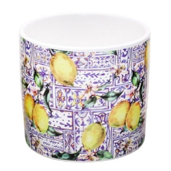 Κασπώ κεραμικό Λεμόνια λευκό-μπλε 13x12εκ Δωρόσημο 17470