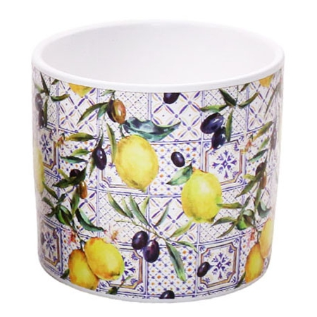 Κασπώ κεραμικό Λεμόνια λευκό-μπλε 13x12εκ Δωρόσημο 17470