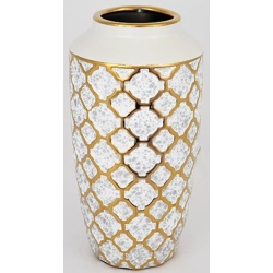 Βάζο κεραμικό λευκό-χρυσό 14x28εκ Estheti 752-20073