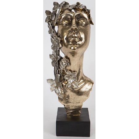 Φιγούρα διακοσμητική πολυρεσίνης Γυναίκα αντικέ χρυσό-ασημί 16x13x40εκ Estheti 752-27027