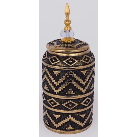 Βάζο με καπάκι κεραμικό μαύρο-χρυσό 15x36εκ Estheti 752-20356