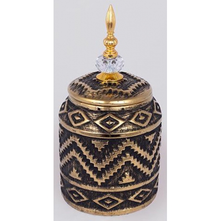 Βάζο με καπάκι κεραμικό μαύρο-χρυσό 15x28εκ Estheti 752-20357