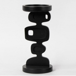 Κηροπήγιο ξύλινο μαύρο 12x26εκ Estheti 819-00163