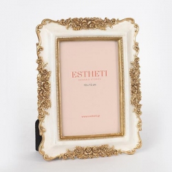 Κορνίζα πολυρεσίνης εκρού-χρυσό 10x15εκ Estheti 756-12052