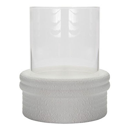 Κηροπήγιο γυάλινο-κεραμικό λευκό 13.5x15.5εκ Estheti 819-01142