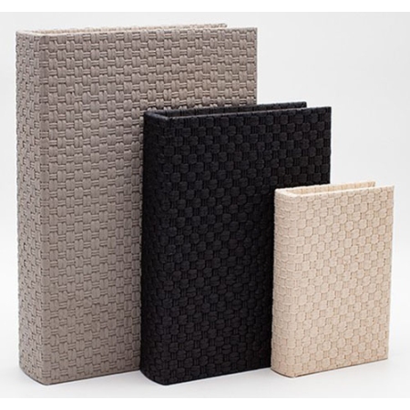 Κουτιά διακοσμητικά σετ 3 τεμαχίων ξύλινο-δερματίνη Estheti 819-00328