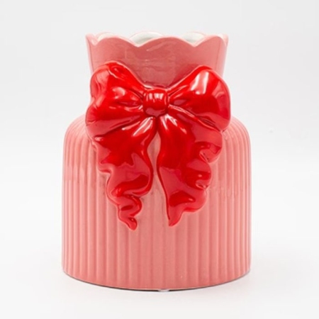 Βάζο κεραμικό Φιόγκος ροζ-κόκκινο 14.5x17.5εκ Estheti 819-00575