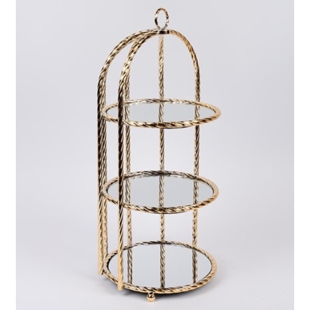 Πιατέλα 2όροφη μεταλλική χρυσή 24x22.5x51εκ Estheti 754-11026