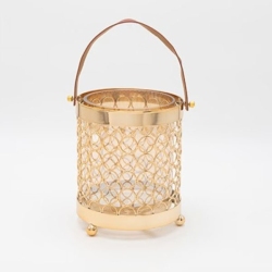 Φανάρι μεταλλικό-γυάλινο χρυσό 14x16.5x18.5εκ Estheti 819-00252