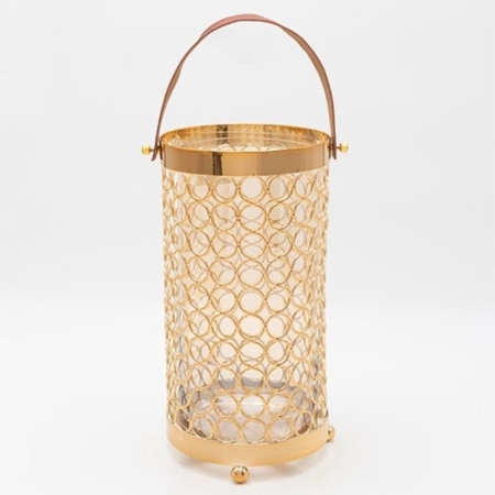 Φανάρι μεταλλικό-γυάλινο χρυσό 14x16.5x27.5εκ Estheti 819-00254