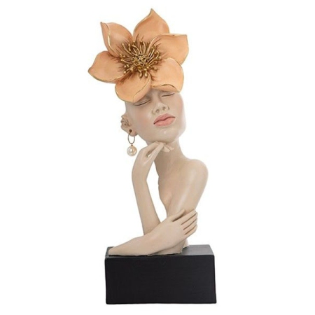 Φιγούρα διακοσμητική πολυρεσίνης Γυναίκα μπεζ-ροδακινί 16.5x10x40.5εκ Estheti 819-01197