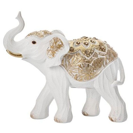 Φιγούρα διακοσμητική πολυρεσίνης Ελέφαντας λευκό-χρυσό 18x8x17εκ Estheti 819-01224