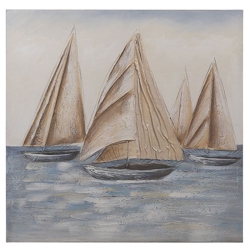 Πίνακας σε καμβά Καράβια γαλάζιο-καφέ 80x80εκ Estheti 812-20060