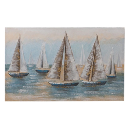 Πίνακας σε καμβά Καράβια γαλάζιο-καφέ 100x60εκ Estheti 812-20062