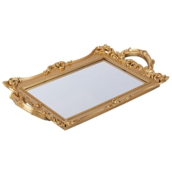 Δίσκος πλαστικός με καθρέπτη χρυσός 33x20x4εκ Estheti 752-16108